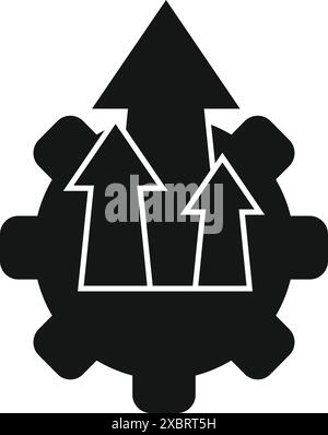 Silhouette noire d'un équipement avec trois flèches blanches pointant vers le haut, symbolisant les tendances positives dans le développement des affaires Illustration de Vecteur
