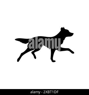 Icône de logo vectoriel de saut de silhouette de chien de course. Fond de silhouette de signe de profil rapide canin de chien de sport. Illustration de Vecteur