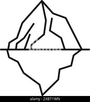 Dessin au trait d'un iceberg flottant avec une grande section cachée sous la ligne de flottaison Illustration de Vecteur