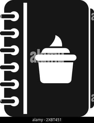 Icône de livre de cuisine avec un cupcake, parfait pour représenter des recettes de cuisson et des créations culinaires Illustration de Vecteur