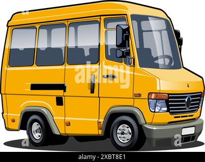 Bus de dessin animé vectoriel isolé sur fond blanc. Format vectoriel EPS-10 disponible séparé par groupes avec des effets de transparence pour recolorer en un clic Illustration de Vecteur