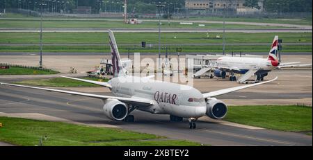 Qatar Airways, gatwick Banque D'Images