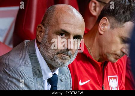 Michal Probierz entraîneur de la Pologne vu lors du match amical avant l'UEFA EURO 2024 entre la Pologne et la Turquie au stade PGE Narodowy. Banque D'Images