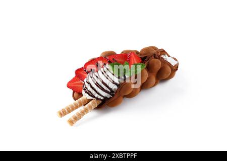 Gaufres aux œufs de style Hong Kong avec fraise Banque D'Images