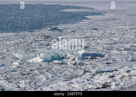 Gros plan de Arctic Ice Chunk sur les eaux gelées Banque D'Images