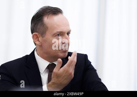 Berlin, Allemagne. 13 juin 2024. Entretien avec le ministre des Transports Volker Wissing (FDP) dans la salle de presse de la DPA. Crédit : Carsten Koall/dpa/Alamy Live News Banque D'Images