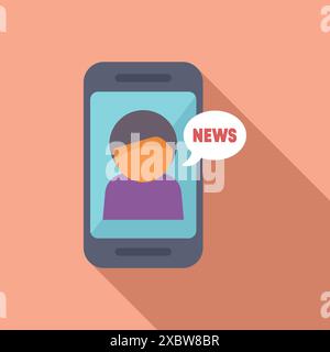 Un journaliste rapporte les dernières nouvelles à l'aide d'un smartphone Illustration de Vecteur