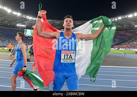 Roma, Italie. 12 juin 2024. Stade Olympique, Rome, Italie - Relais Riccardo MELI 4x400 mètres pendant les Championnats d'Europe d'athlétisme 2024 jour 6, 12 juin 2024 (photo par Roberto Ramaccia/Sipa USA) crédit : Sipa USA/Alamy Live News Banque D'Images