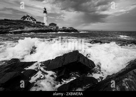 Phare sur la côte du Maine Banque D'Images