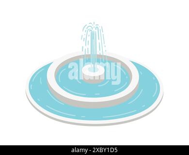 Fontaine isométrique arrondie pour illustration vectorielle de rue de ville ou de parc isolée sur fond blanc Illustration de Vecteur