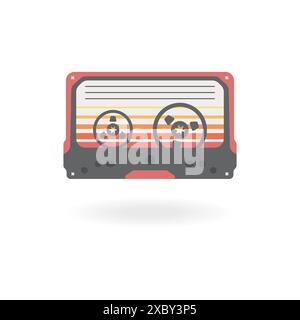 Vecteur de cassette vidéo vintage. Vieux lecteur de cassettes vidéo et audio. Logo vectoriel de musique vintage. Cassette rétro sur un vecteur de fond blanc. Contour d'un t Illustration de Vecteur