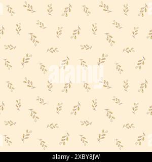 Motif sans couture avec des feuilles brunes aquarelle Banque D'Images