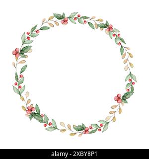 Cadre aquarelle avec éléments de Noël Banque D'Images