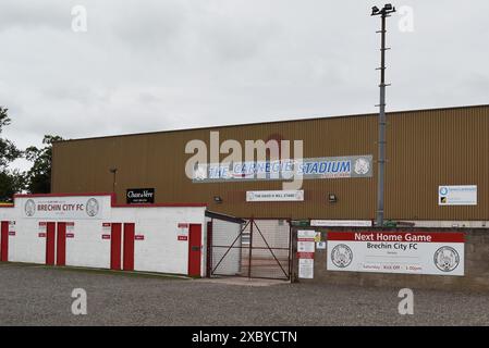 Le Carnegie Fuels Stadium à Glebe Park, Brechin, stade du Brechin City Football Club de la Highland League en Écosse. Banque D'Images