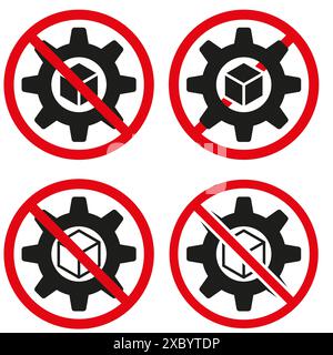 Icônes de vitesse interdite. Dessins vectoriels noirs et rouges. Quatre styles différents. Aucun symbole de réglage. Illustration de Vecteur