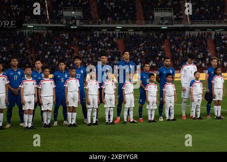 Bangkok, Thaïlande. 11 juin 2024. Joueurs de l'équipe nationale de Thaïlande, dans le groupe C des qualifications pour la Coupe du monde de la FIFA 26, au stade national Rajamangala le 11 juin 2024 à Bangkok. (Photo de Teera Noisakran/Pacific Press) crédit : Pacific Press Media production Corp./Alamy Live News Banque D'Images