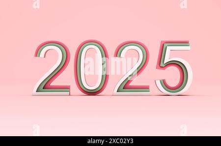 Nouvelle année 2025 Creative Design concept - image 3D rendue Banque D'Images