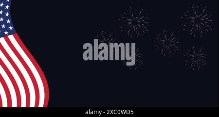 Feux d'artifice et liberté Happy 4th of July USA Flag Design Illustration de Vecteur