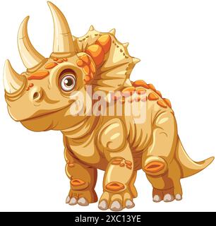 Adorable triceratops avec des caractéristiques détaillées Illustration de Vecteur