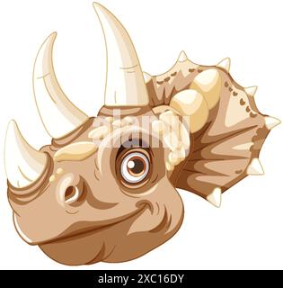 tricératops souriants avec des cornes et des écailles détaillées Illustration de Vecteur