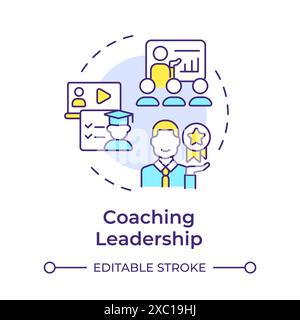 Icône de concept multicolore de leadership de coaching Illustration de Vecteur