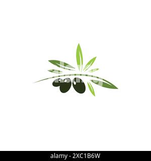 Illustration vectorielle de logo d'huile d'olive. icône organique Illustration de Vecteur