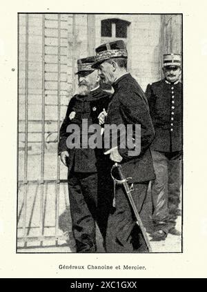 Histoire française, généraux en uniforme militaire, affaire Dreyfus. Le procès de Rennes (Ille-et-Vilaine). Généraux Chanoine et Mercier. 1899 Banque D'Images