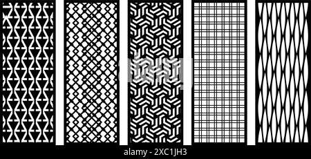 Ensemble de panneaux muraux décoratifs, motif avec des fleurs abstraites Illustration de Vecteur