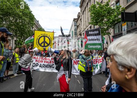 Pas de cessez-le-feu pas de paix, un appel à ne pas voter pour le Parti travailliste, manifestation pro-palestinienne dans le centre de Londres le 08/06/2024, Londres, Angleterre, Royaume-Uni Banque D'Images