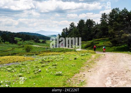 Les gens en trekking et autour de Kasimlar et Hidirlar plateau , Kizilcahamam, Ankara, Turquie Banque D'Images