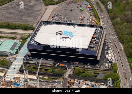 Photo aérienne du stade Manchester City Etihad et de l'arène Coop Live de 1500 mètres Banque D'Images