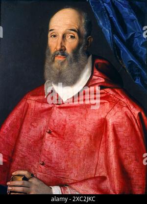 Cardinal Granvelle. Portrait d'Antoine Perrenot de Granvelle (1517-1586) à l'huile sur cuivre par Scipione Pulzone, 1576 Banque D'Images