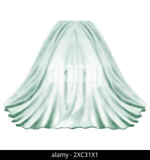 Toile de fond de rideau transparent. Rideaux décoratifs de scène ou de fenêtre en tissu. Illustration d'aquarelle dessinée à la main isolée sur fond blanc. Style vintage Banque D'Images