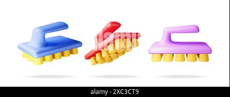 Jeu 3D de brosse de nettoyage à sec pour les mains Illustration de Vecteur