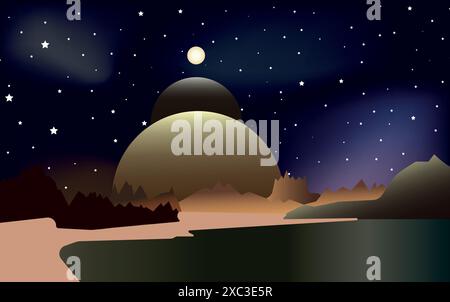 Graphique vectoriel de la journée nationale de science-fiction. conception plate. conception de flyer. illustration plate. Bilim kurgu günü illüstasyonu. Illustration de Vecteur