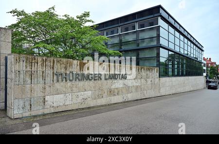 Erfurt, Allemagne. 14 juin 2024. Le parlement de l'État de Thuringe. Les élections d'État se tiendront en Thuringe le 1er septembre 2024. Crédit : Martin Schutt/dpa/Alamy Live News Banque D'Images