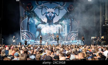 Trondheim, Norvège. 06 juin 2024. Le groupe suédois de heavy metal Amaranthe donne un concert live lors du festival de musique norvégien Trondheim Rocks 2024 à Trondheim. Banque D'Images