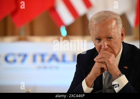 Sommet G7, Borgo Egnaza, Italie. Le président américain Joe Biden. 13.06.2024 Borgo Egnaza, Italie. Crédit photo : Aleksy Witwicki/Sipa USA Banque D'Images