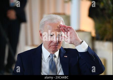 Sommet G7, Borgo Egnaza, Italie. Le président américain Joe Biden. 13.06.2024 Borgo Egnaza, Italie. Crédit photo : Aleksy Witwicki/Sipa USA Banque D'Images