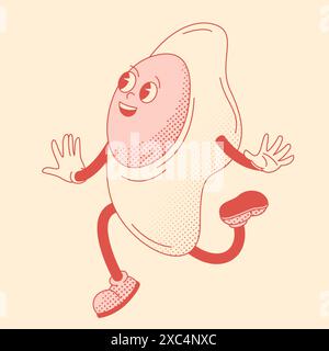 Mignon joyeux oeuf frit groovy personnage comique Illustration de Vecteur