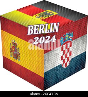 Championnat d'Europe de football de l'UEFA, Allemagne VS Écosse, drapeau Grunge brillant d'Allemagne, drapeau Grunge brillant d'Écosse Illustration de Vecteur