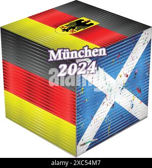 Championnat d'Europe de football de l'UEFA, Allemagne VS Écosse, drapeau Grunge brillant d'Allemagne, drapeau Grunge brillant d'Écosse Illustration de Vecteur