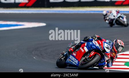 Misano, Italie. 14 juin 2024. NÂ°7 Iker Lecuona ESP Honda CBR1000 RR-R Team HRC pendant SBK - Free Practice Pirelli Emilia-Romagna Round, World Superbike - SBK course à Misano, Italie, 14 juin 2024 crédit : Agence photo indépendante/Alamy Live News Banque D'Images