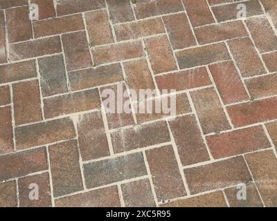 Blocs de pavage monobloc sur le patio avec du sable entre les joints Banque D'Images