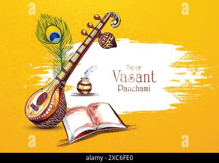 Fond de carte de célébration Happy vasant Panchami Illustration de Vecteur