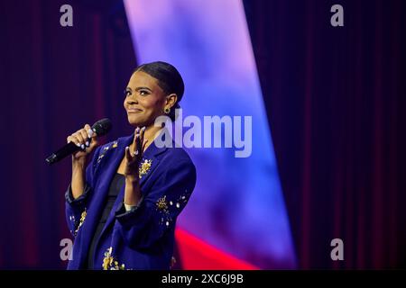 Detroit, Michigan, États-Unis. 14 juin 2024. Candace Owens prend la parole lors de la conférence Turning point action People's Conference à Detroit, Michigan, le vendredi 14 juin 2024. (Crédit image : © Dominic Gwinn/ZUMA Press Wire) USAGE ÉDITORIAL SEULEMENT! Non destiné à UN USAGE commercial ! Banque D'Images