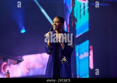 Detroit, Michigan, États-Unis. 14 juin 2024. Candace Owens prend la parole lors de la conférence Turning point action People's Conference à Detroit, Michigan, le vendredi 14 juin 2024. (Crédit image : © Dominic Gwinn/ZUMA Press Wire) USAGE ÉDITORIAL SEULEMENT! Non destiné à UN USAGE commercial ! Banque D'Images