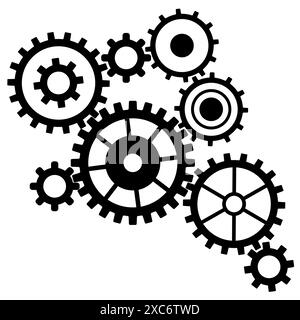 Système d'engrenages de gestion des opérations avec systèmes de roues dentées connectés illustration vectorielle arrière-plan isolé Illustration de Vecteur