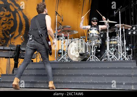 Adenau, Allemagne, 7 juin 2024 : Royal Blood (Mike Kerr, chant, basse et Ben Thatcher, batterie) joue au Rock am Ring. Le festival a lieu au Banque D'Images