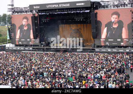 Adenau, Allemagne, 7 juin 2024 : Royal Blood (Mike Kerr, chant, basse et Ben Thatcher, batterie) joue sur l'Utopia Stage au Rock am Ring. Le festival Banque D'Images